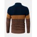 Mens Colorblock Knitting Half Zipper Front Drop Shoulder Casual Sweaters