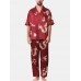 Mens Dragon Print Short Sleeve Pajamas Suit Sleepwear