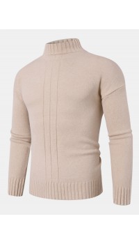 Mens Solid Color Mock Neck Long Sleeve Simple Warm Sweaters