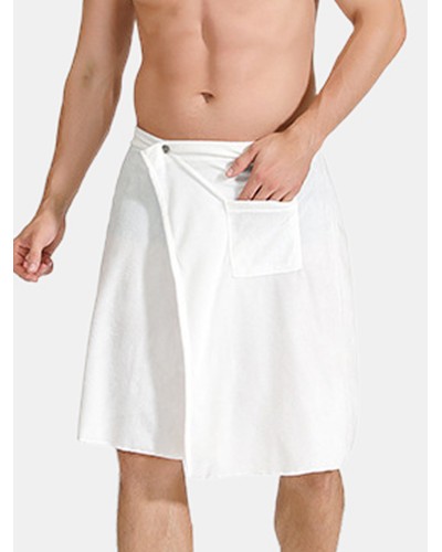 Mens Solid Color Bathtub Skirt Soft Comfortable Absorbent Beach Towel