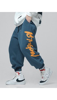 Mens Letter Graphics Pocket Drawstring Jogger Pants