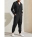 Mens Zipper Up Lapel Collar Leisure Jumpsuit