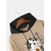 Mens Cute Cat Japanese Print Short Sleeve Drawstring Hooded T  Shirts