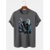 Mens Guitar Anime Figure Graphic Short Sleeve Cotton Leisure T  Shirts