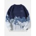 Men Knitted Landscape Mountain Snow Pullover Loose Casual Sweaters