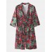 5 Patterns Mens Floral Print Longs Sleeve Home Smoth Pajama Robe