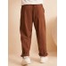 Men Corduroy Solid Loose Straight Drawstring Waist Casual Pants