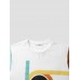 Mens Colorful Striped Letter Print Patchwork Casual Short Sleeve T  Shirts