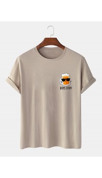 Mens Cool Beers Letter Print Cotton Short Sleeve T  Shirts