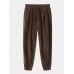 Mens Corduroy Texture Pocket Casual Beam Feet Pants