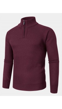 Mens Solid Color High Neck Knitted Warm Long Sleeve Sweaters