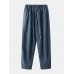 Mens Solid Color Cotton Relaxed Fit Basic Drawstring Pants With Pocket